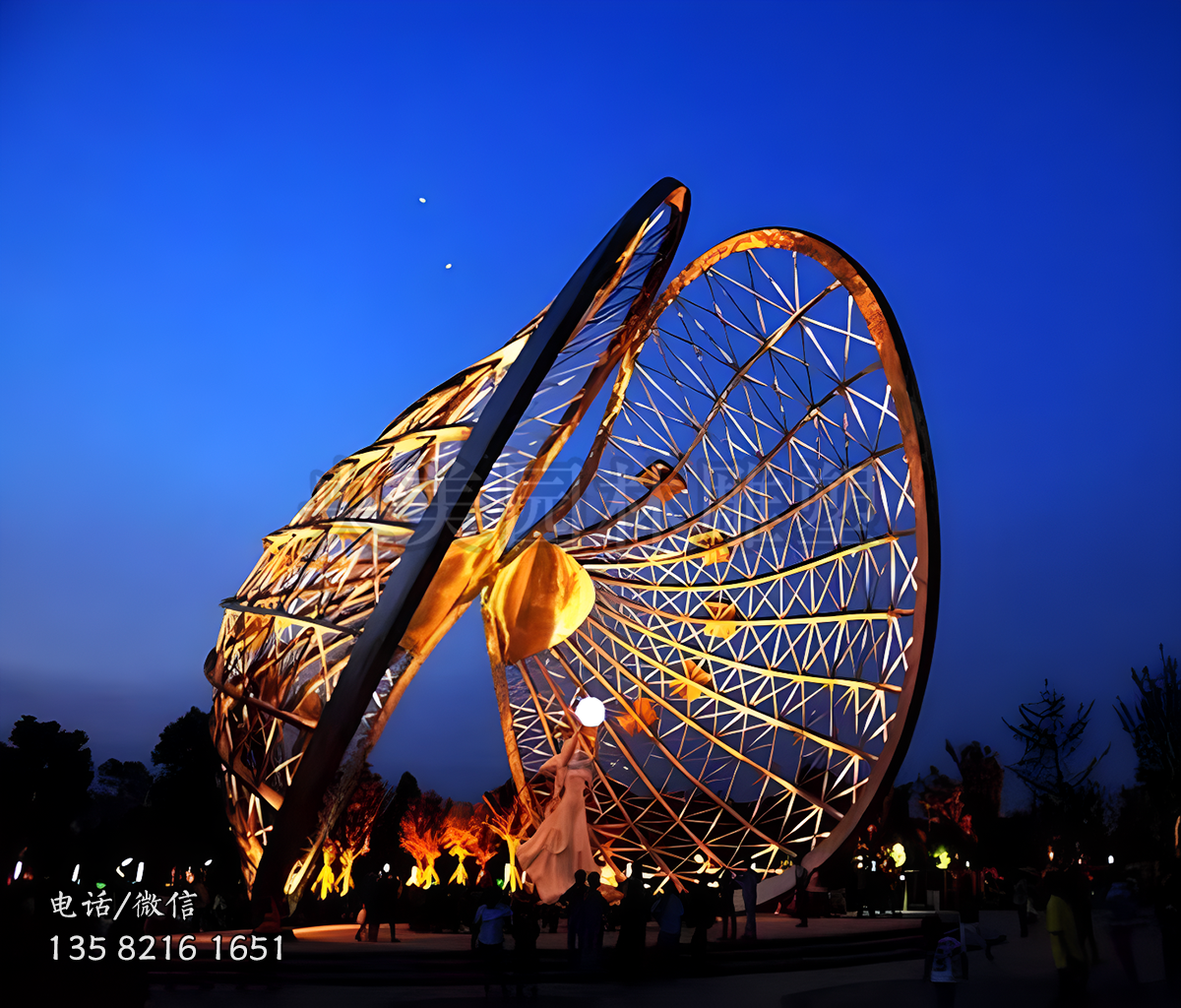 不銹鋼網(wǎng)格貝殼造型雕塑