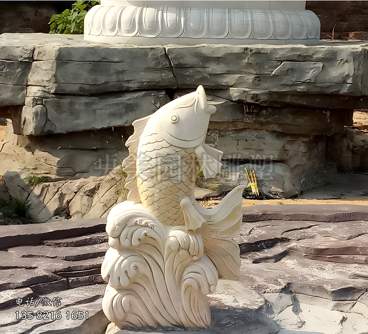 漢白玉鯉魚噴水雕塑