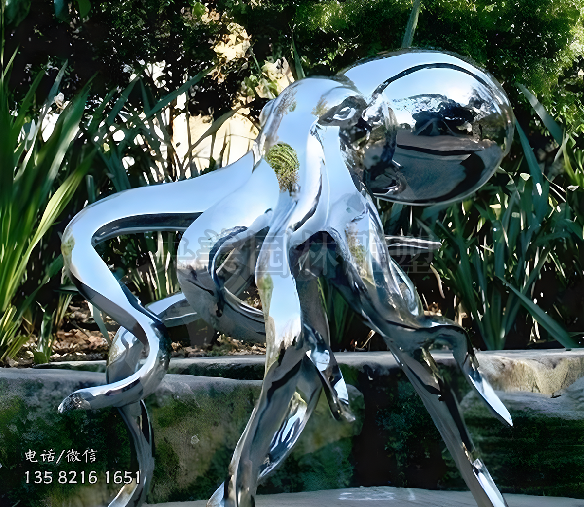鏡面不銹鋼章魚雕塑