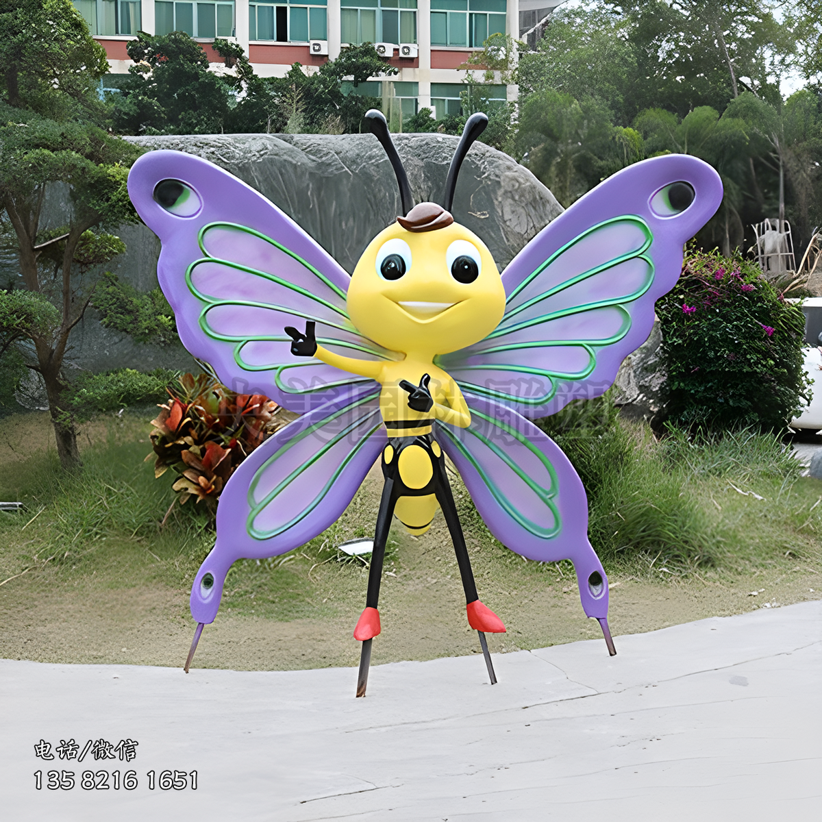 玻璃鋼卡通蝴蝶公仔雕塑