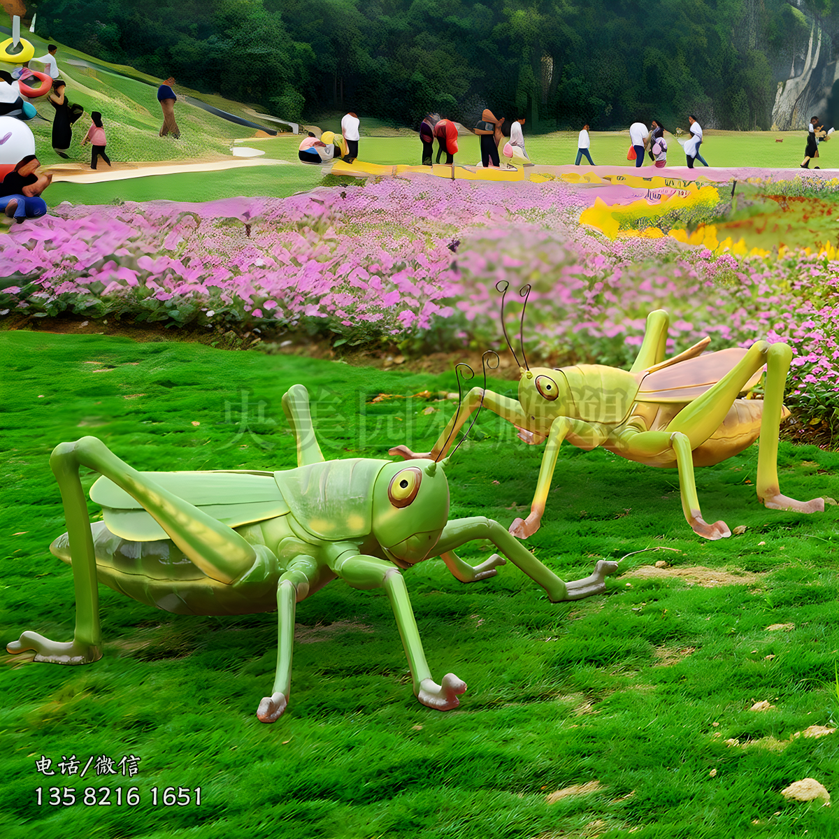 玻璃鋼彩繪蚱蜢雕塑