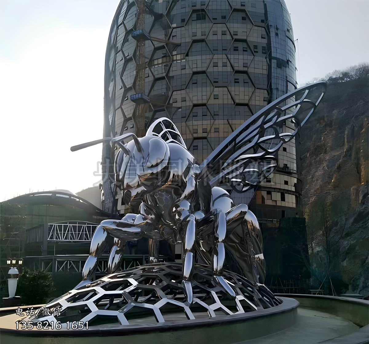 飛螞蟻鏡面不銹鋼雕塑