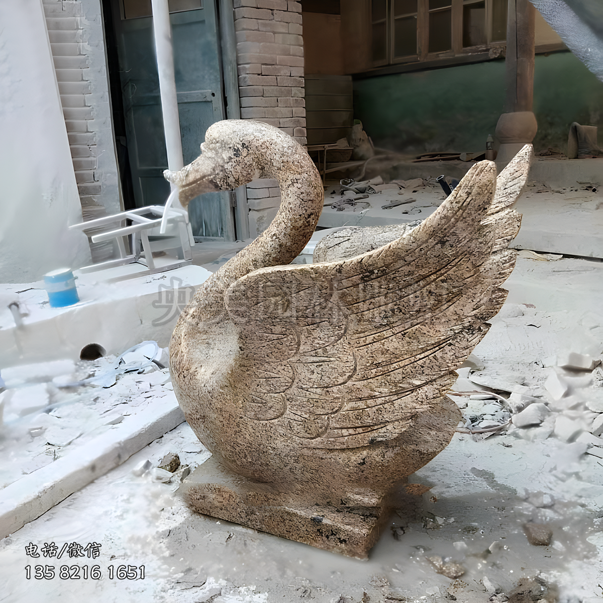 花崗巖噴水鵝雕塑