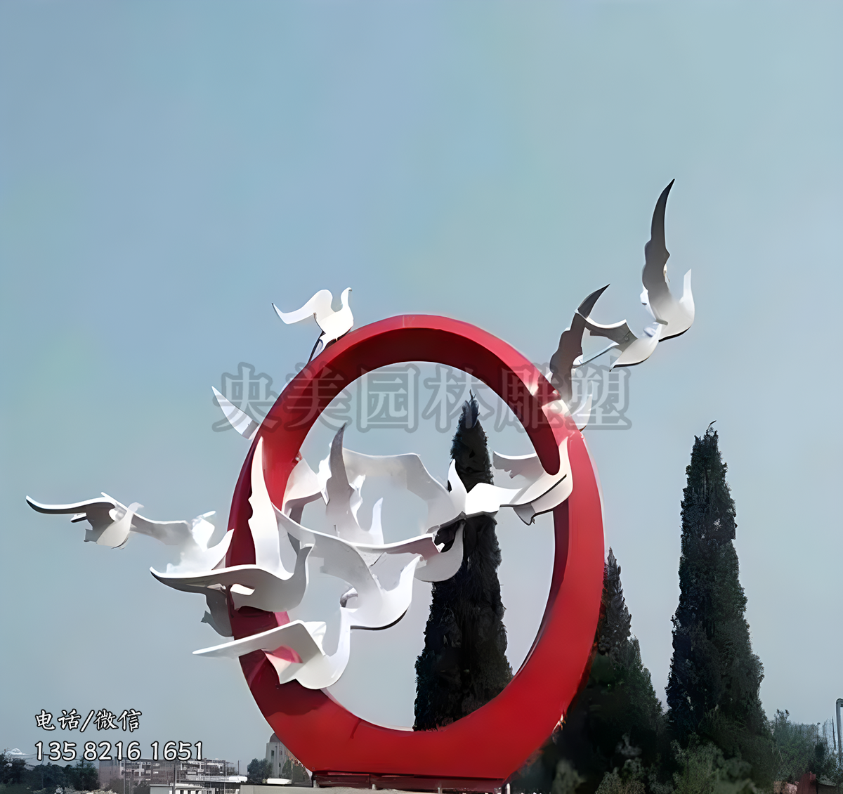 不銹鋼圓環(huán)鴿子雕塑