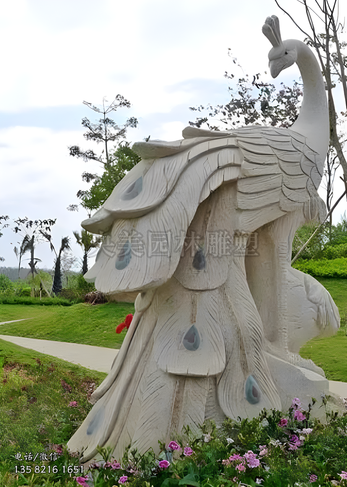 大理石雕刻石雕孔雀