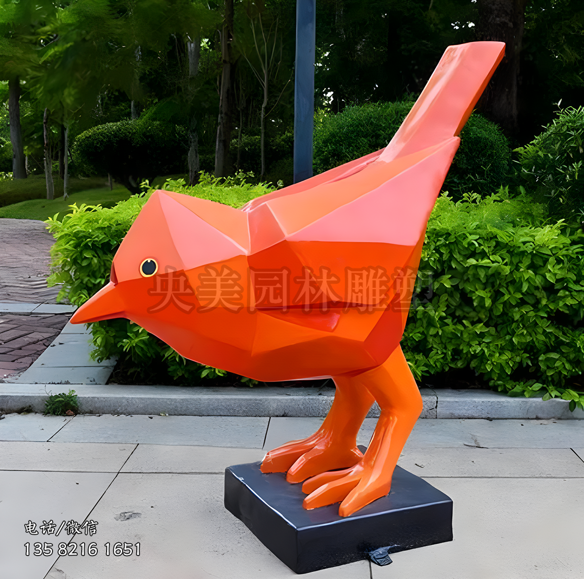 切面不銹鋼小鳥雕塑擺件