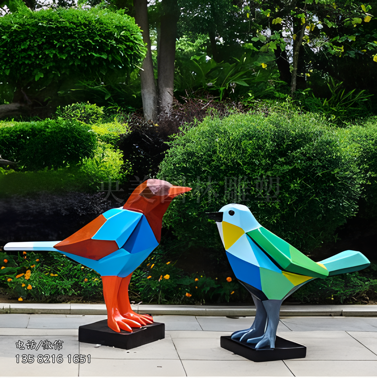 幾何切面小鳥雕塑擺件