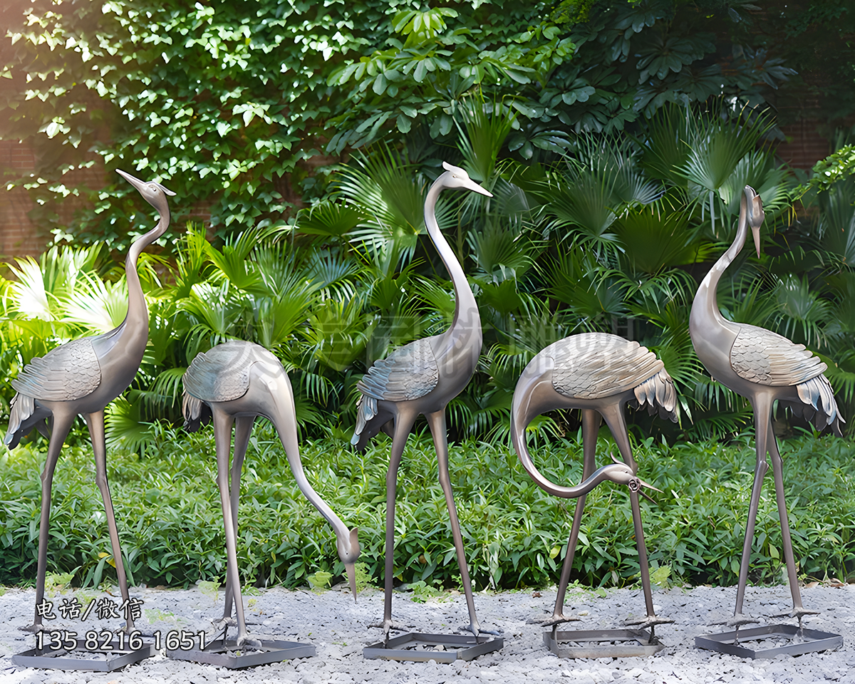 仿真仿銅動物鶴雕塑