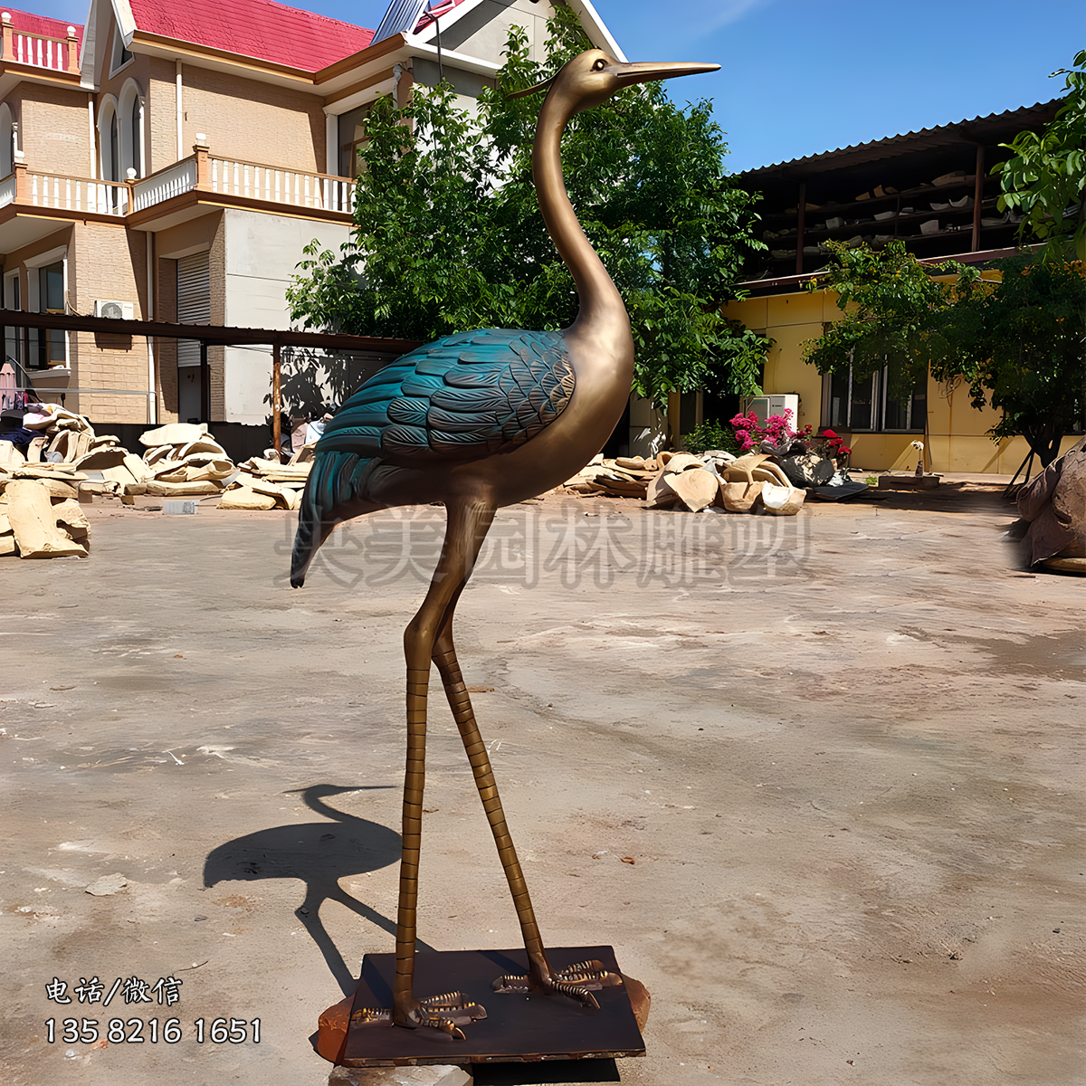 仿青銅仙鶴銅雕擺件