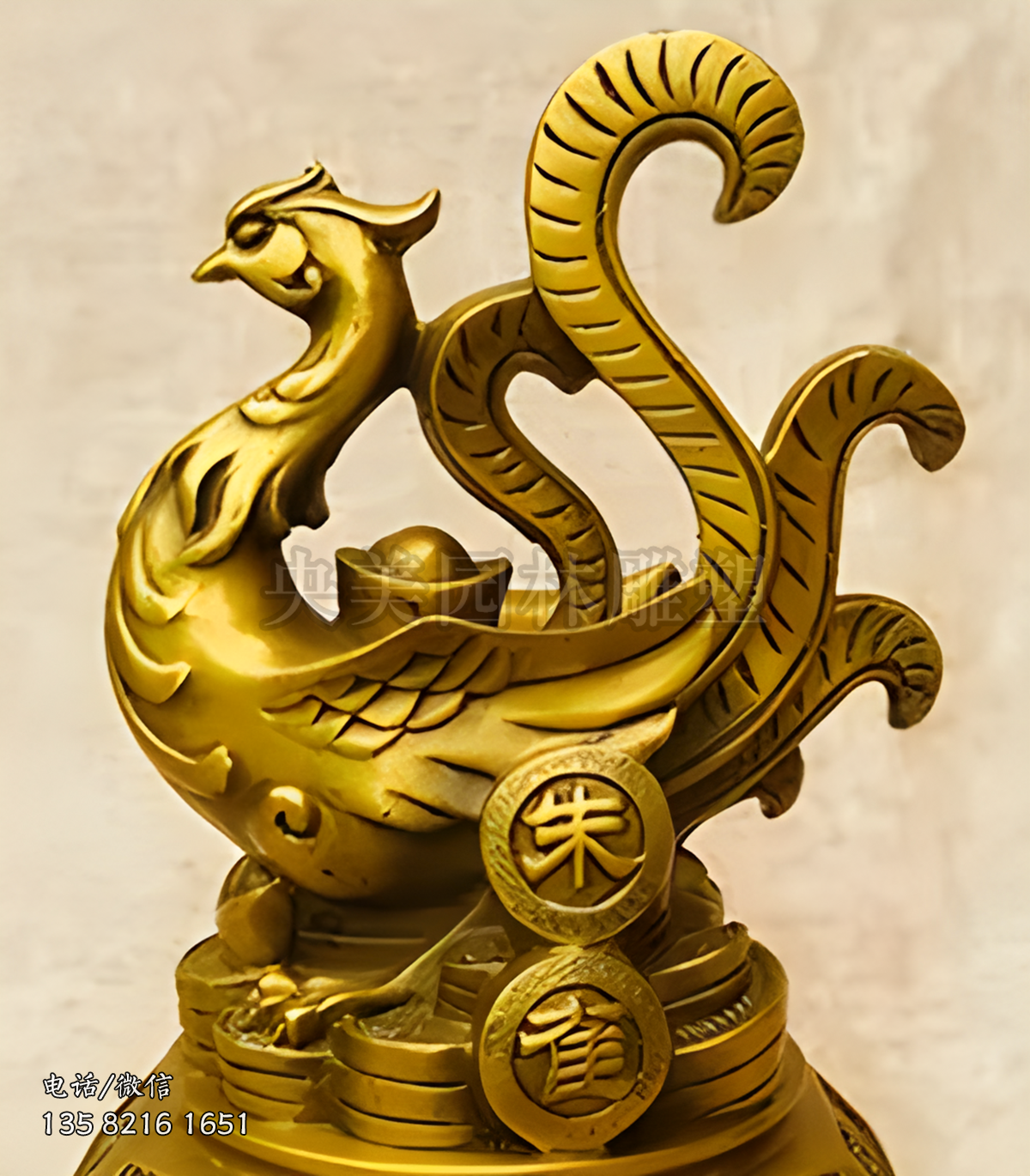 純銅鑄造朱雀雕塑擺件