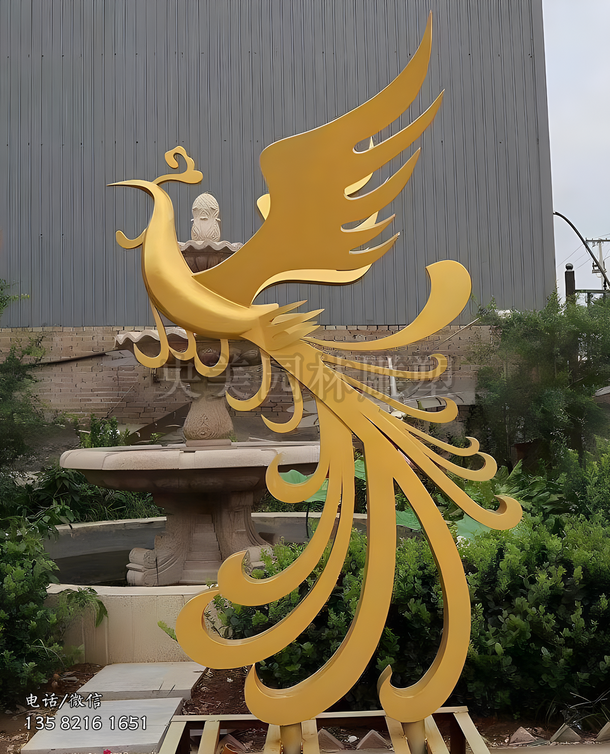 不銹鋼金鳳凰雕塑