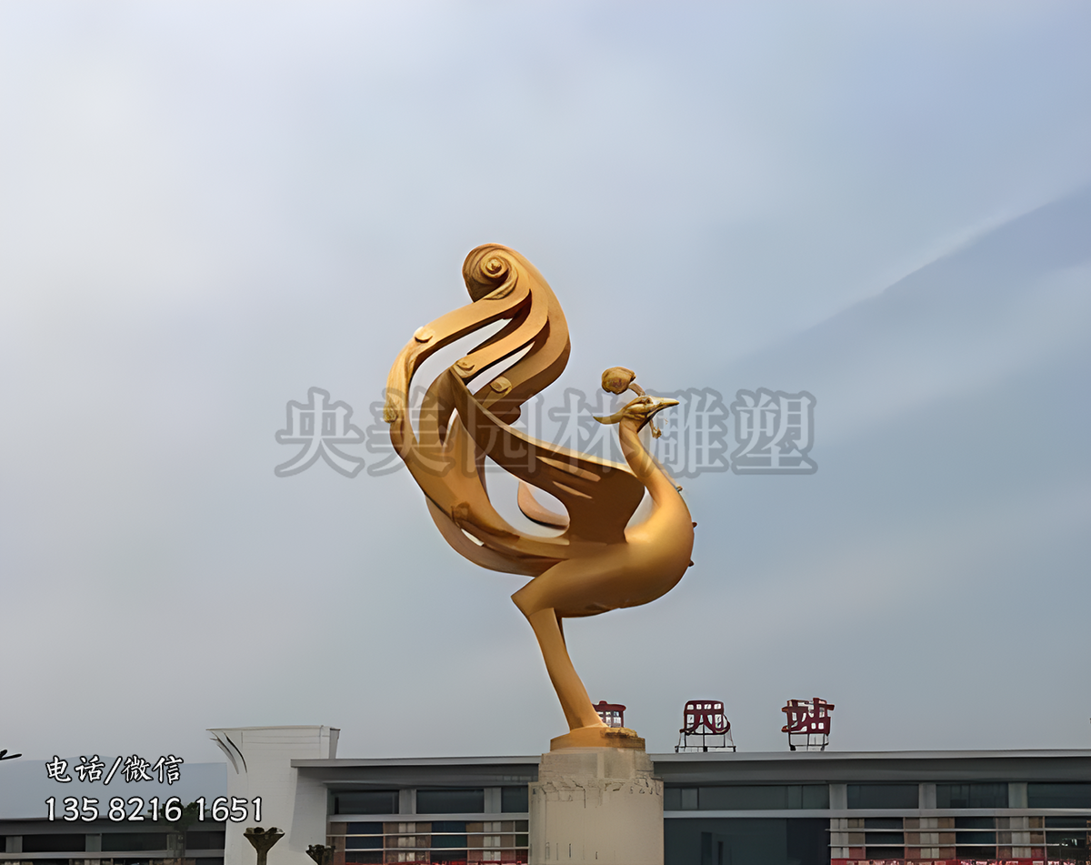 不銹鋼金鳳凰景觀雕塑
