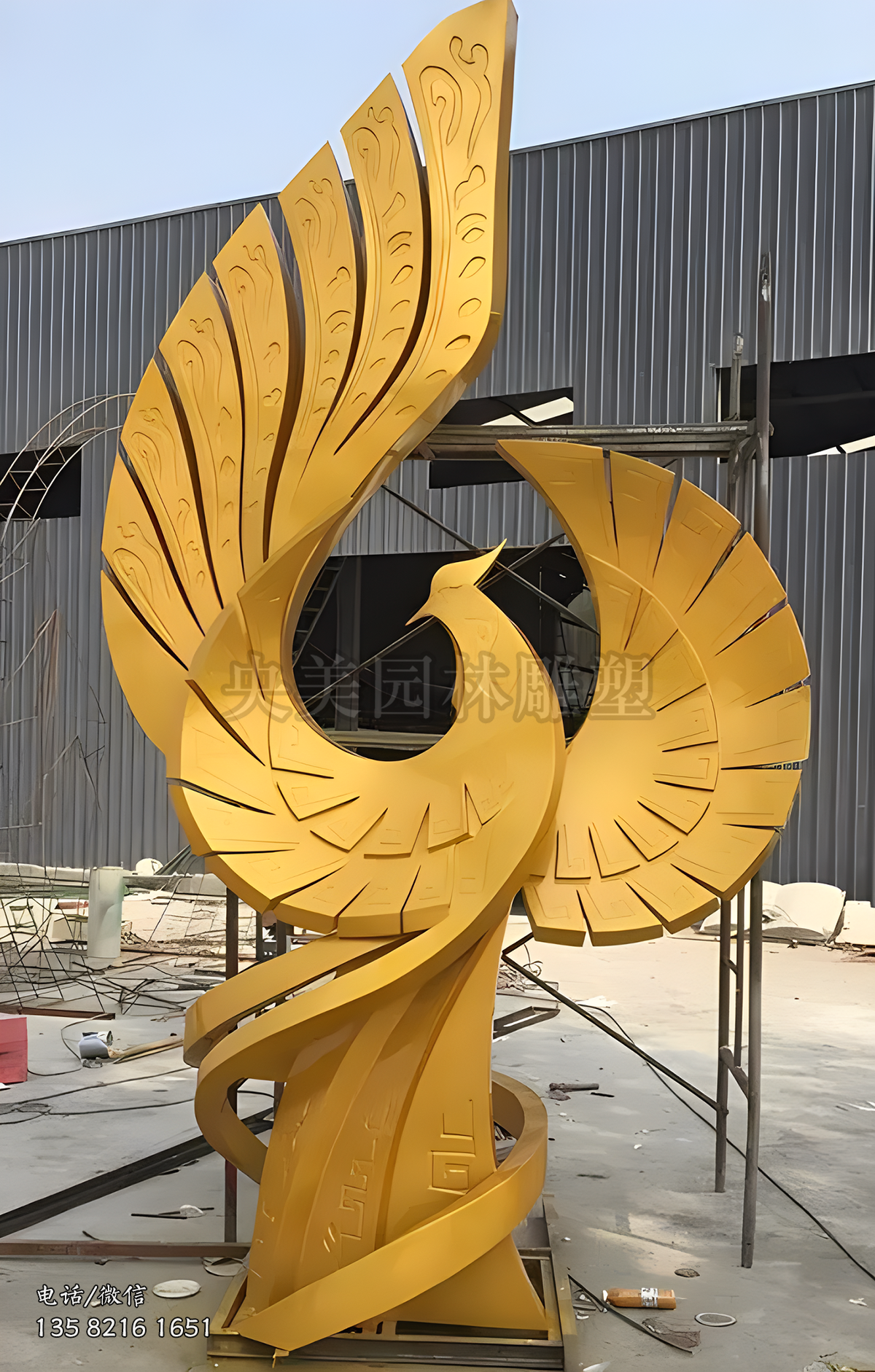 金鳳凰不銹鋼抽象神獸動(dòng)物雕塑