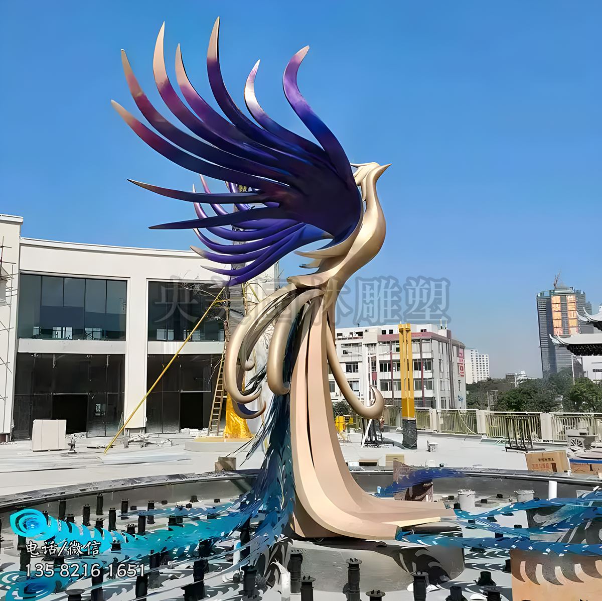 彩繪不銹鋼鳳凰景觀雕塑