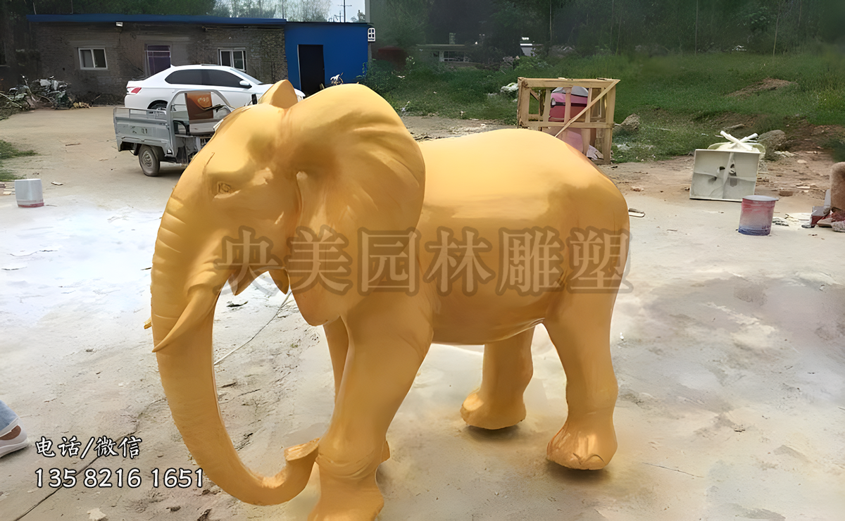 漆金玻璃鋼大象雕塑
