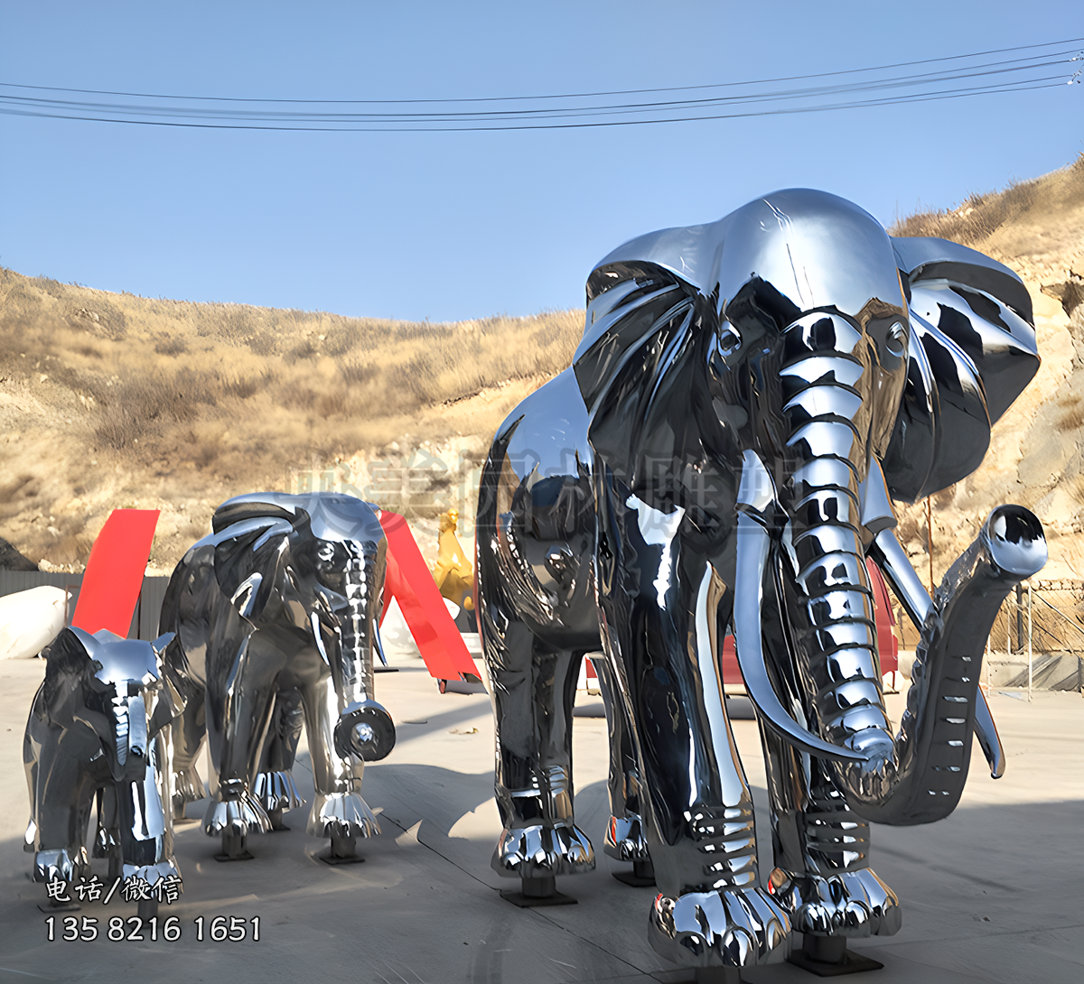 鏡面不銹鋼大象雕塑