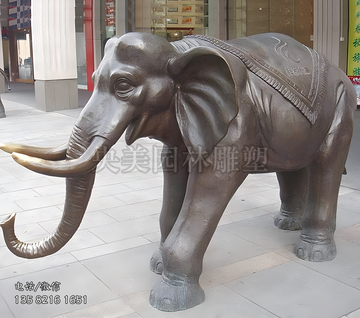 鑄銅庭院門口招財大象雕塑