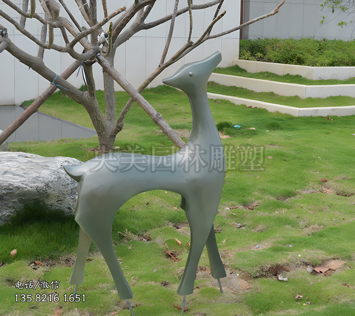 玻璃鋼藝術(shù)梅花鹿抽象雕塑