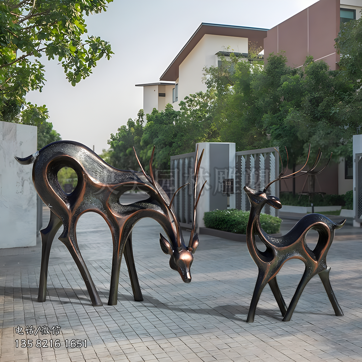 銅鹿藝術(shù)雕塑擺件