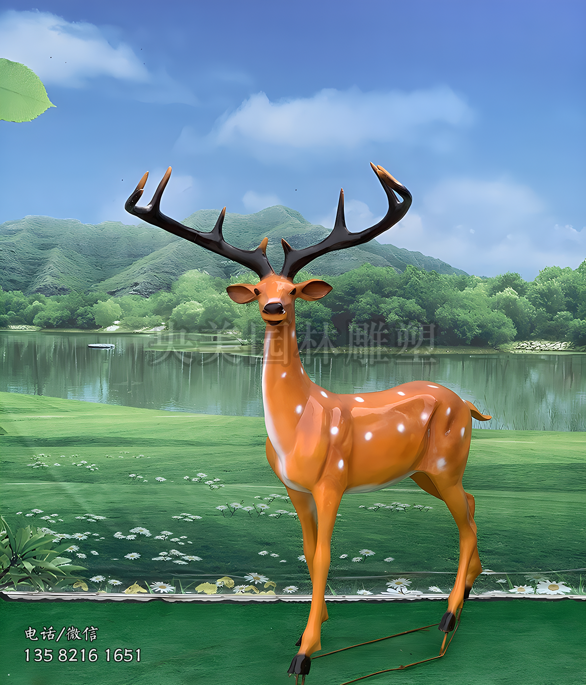 玻璃鋼仿真梅花鹿雕塑擺件