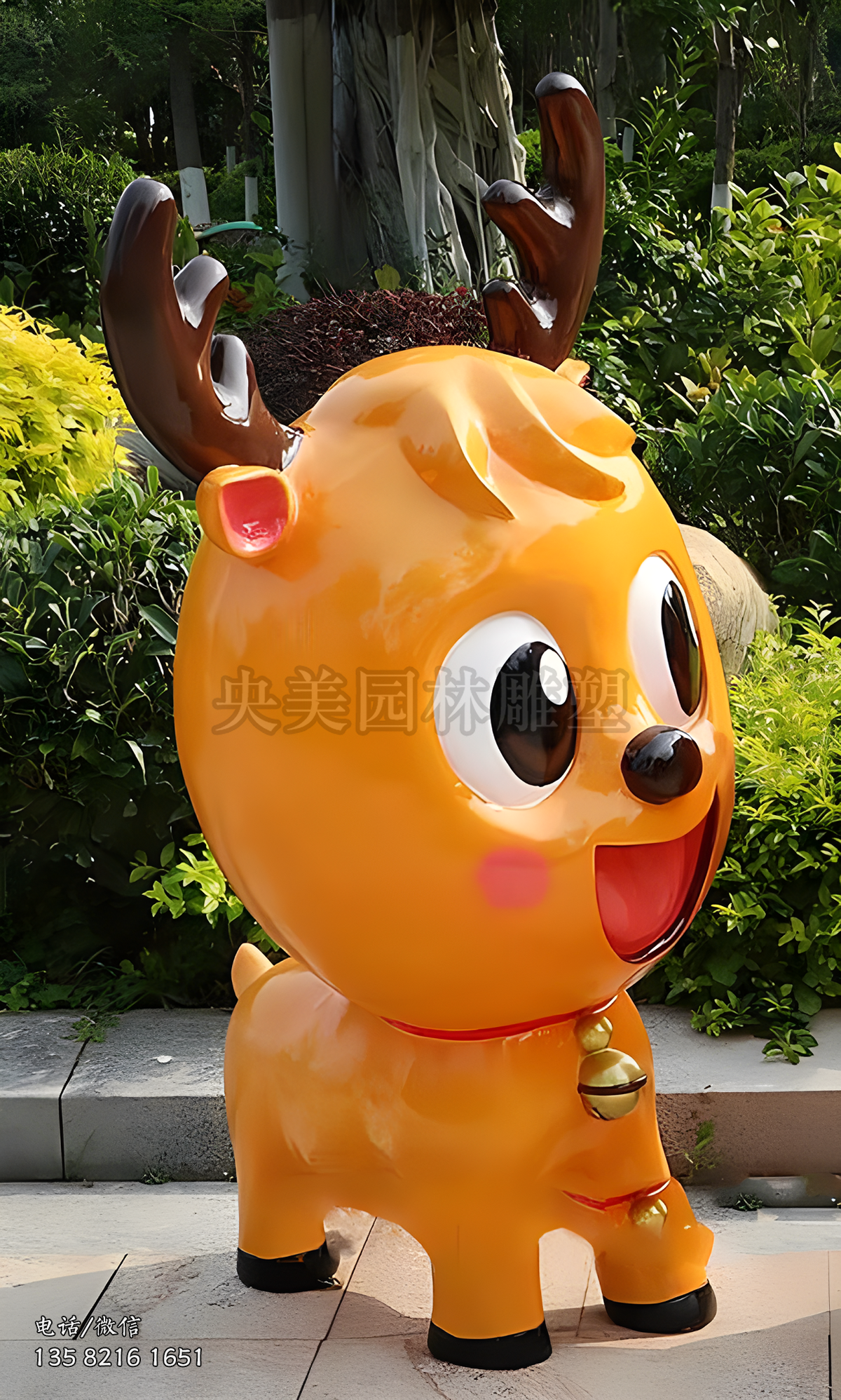 可愛卡通小鹿玻璃鋼雕塑