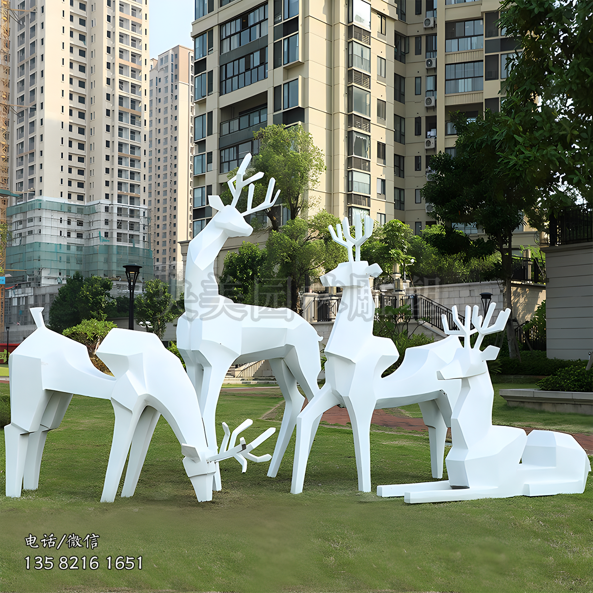 幾何造型梅花鹿雕塑