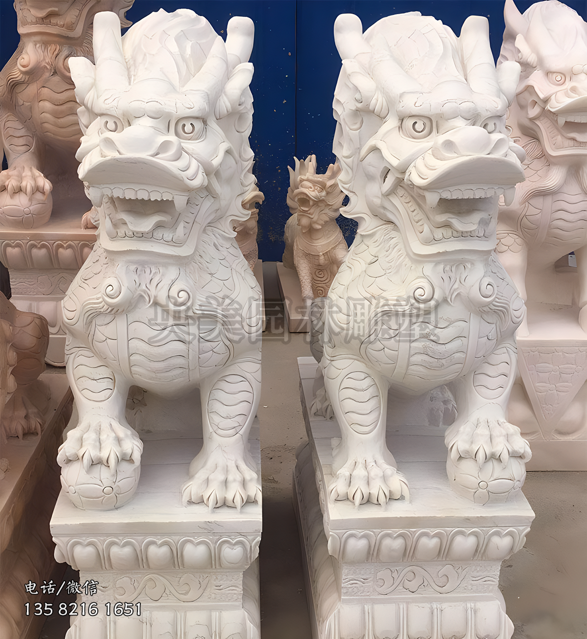 漢白玉大理石石雕麒麟雕塑