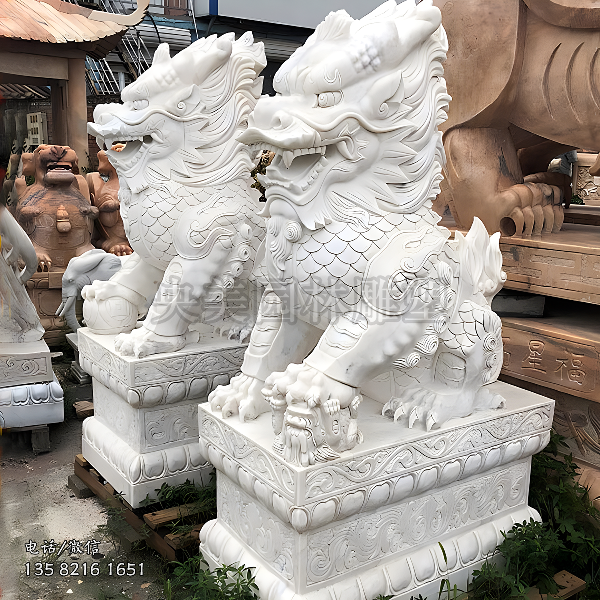 圣獸麒麟漢白玉石雕