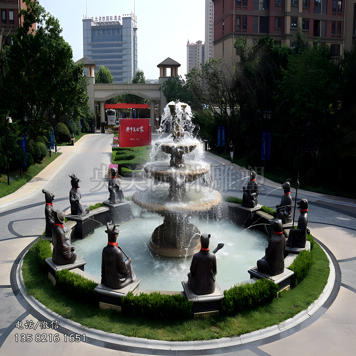 獸首人身坐姿噴水十二生肖銅雕