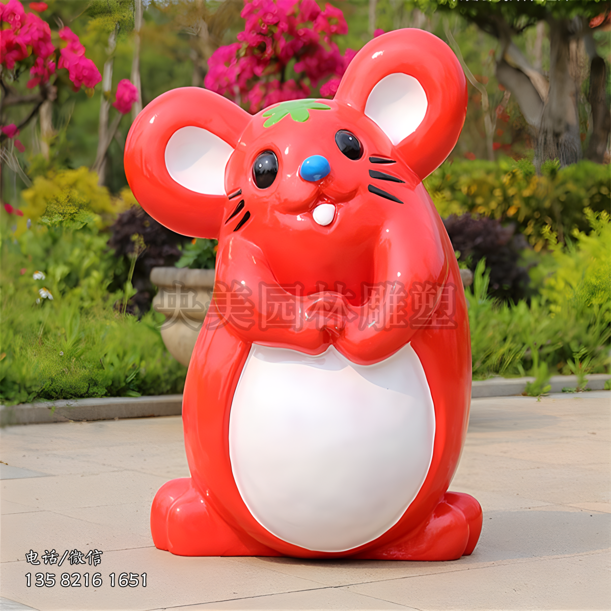 撒嬌賣萌的卡通老鼠雕塑造型