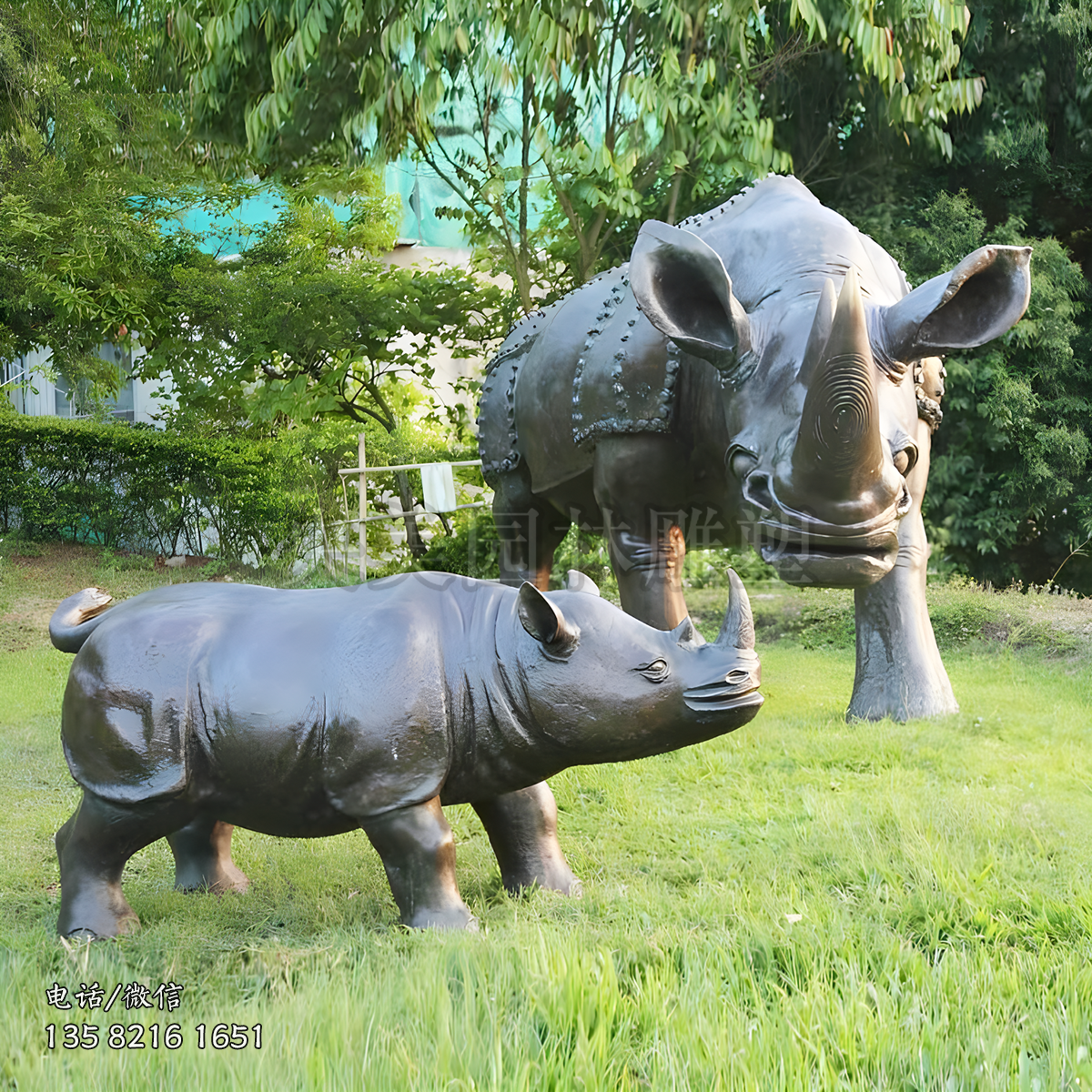 穿鎧甲的銅雕犀牛雕塑