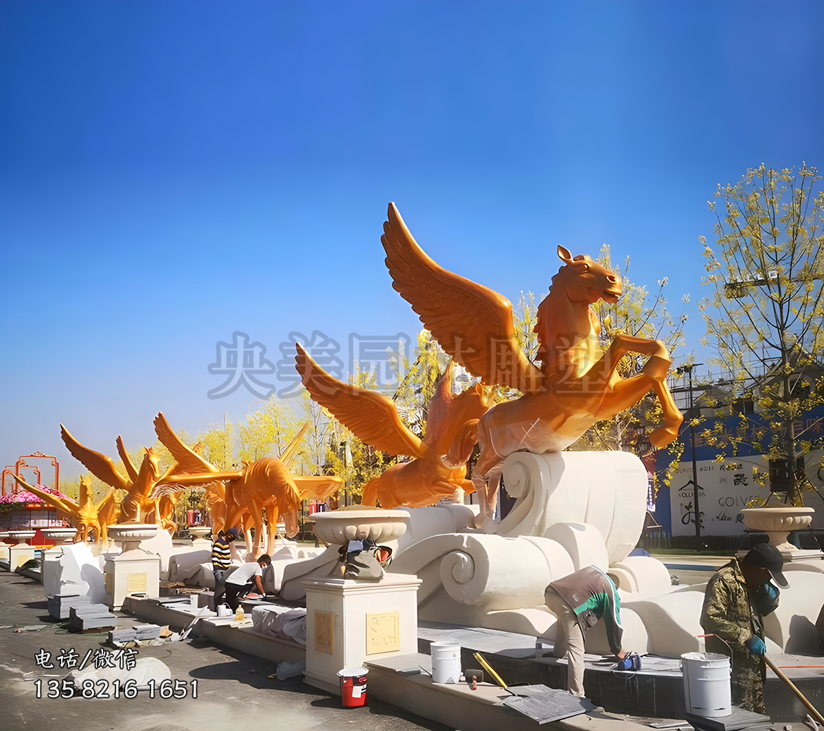 玻璃鋼飛馬群雕塑