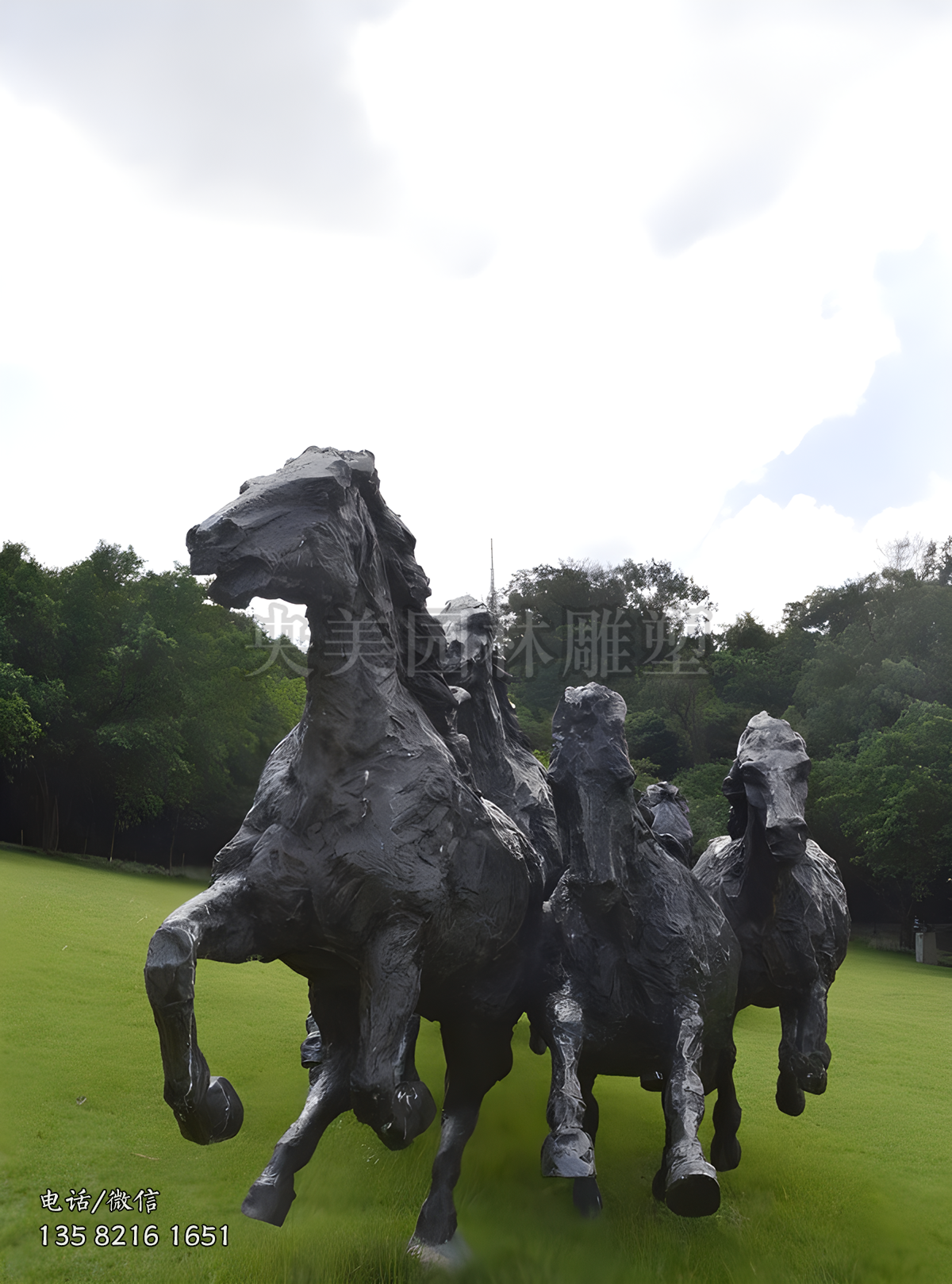 鑄銅寫意馬群景觀動物雕塑