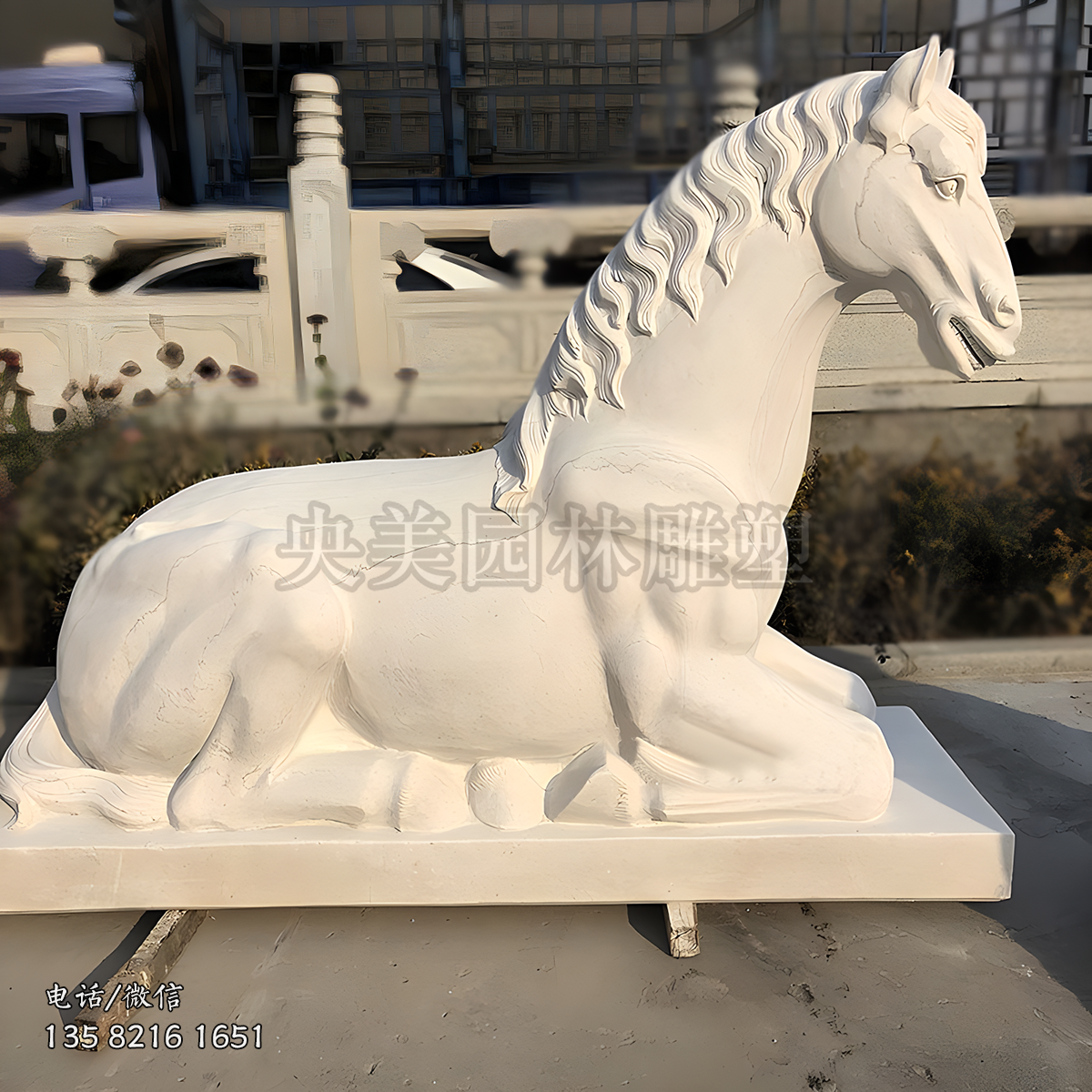 臥槽馬漢白玉石雕