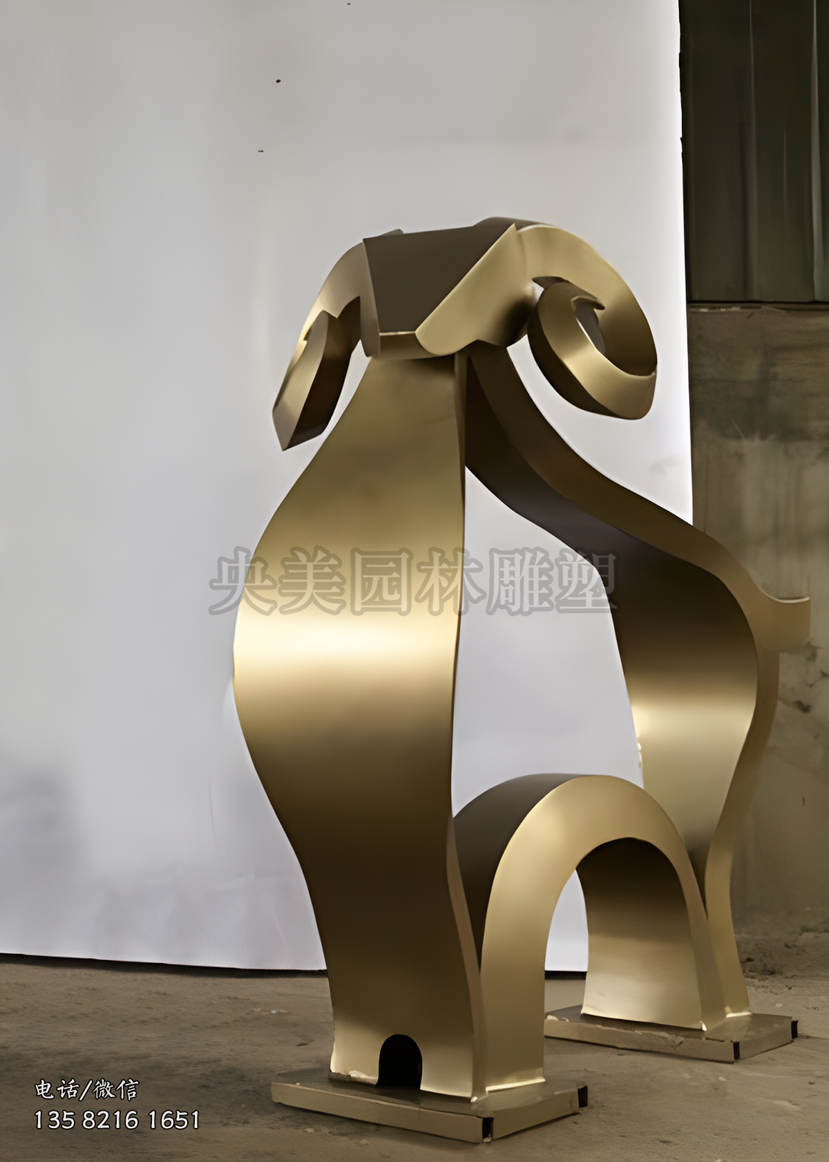 抽象不銹鋼綿羊雕塑