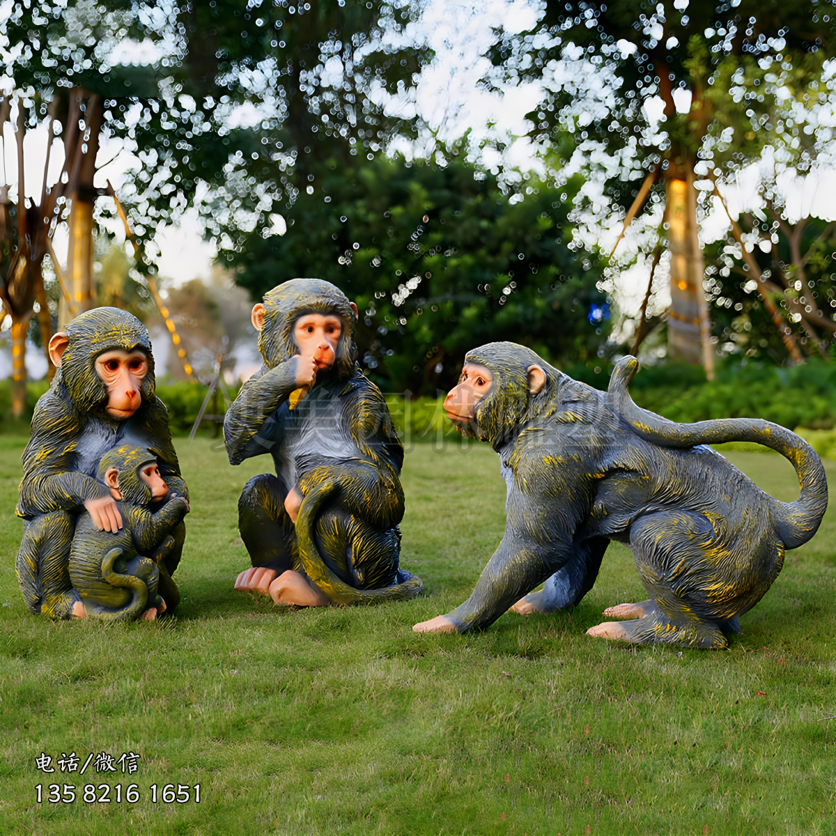 猴子玻璃鋼仿真動物雕塑
