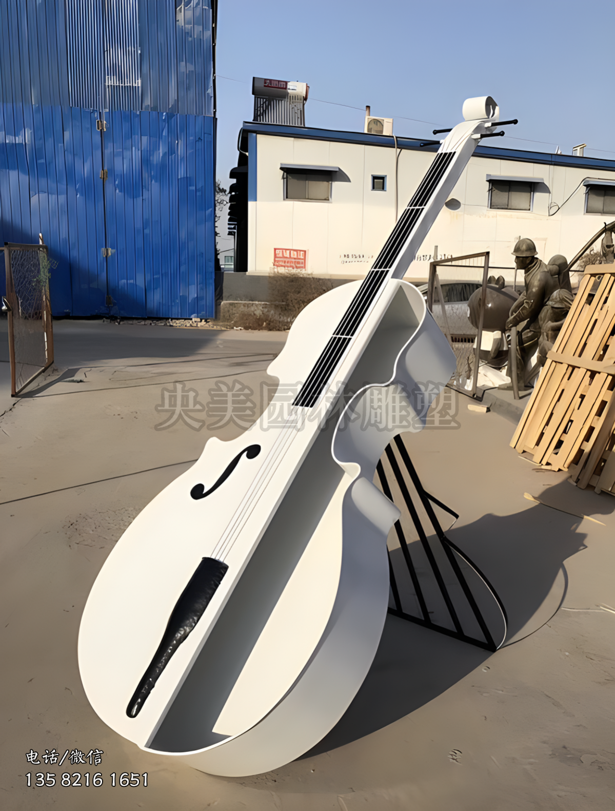 不銹鋼創(chuàng)意鏤空大提琴雕塑擺件