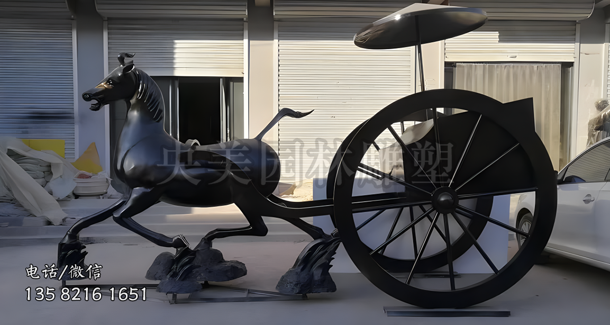 馬踏飛燕馬車雕塑