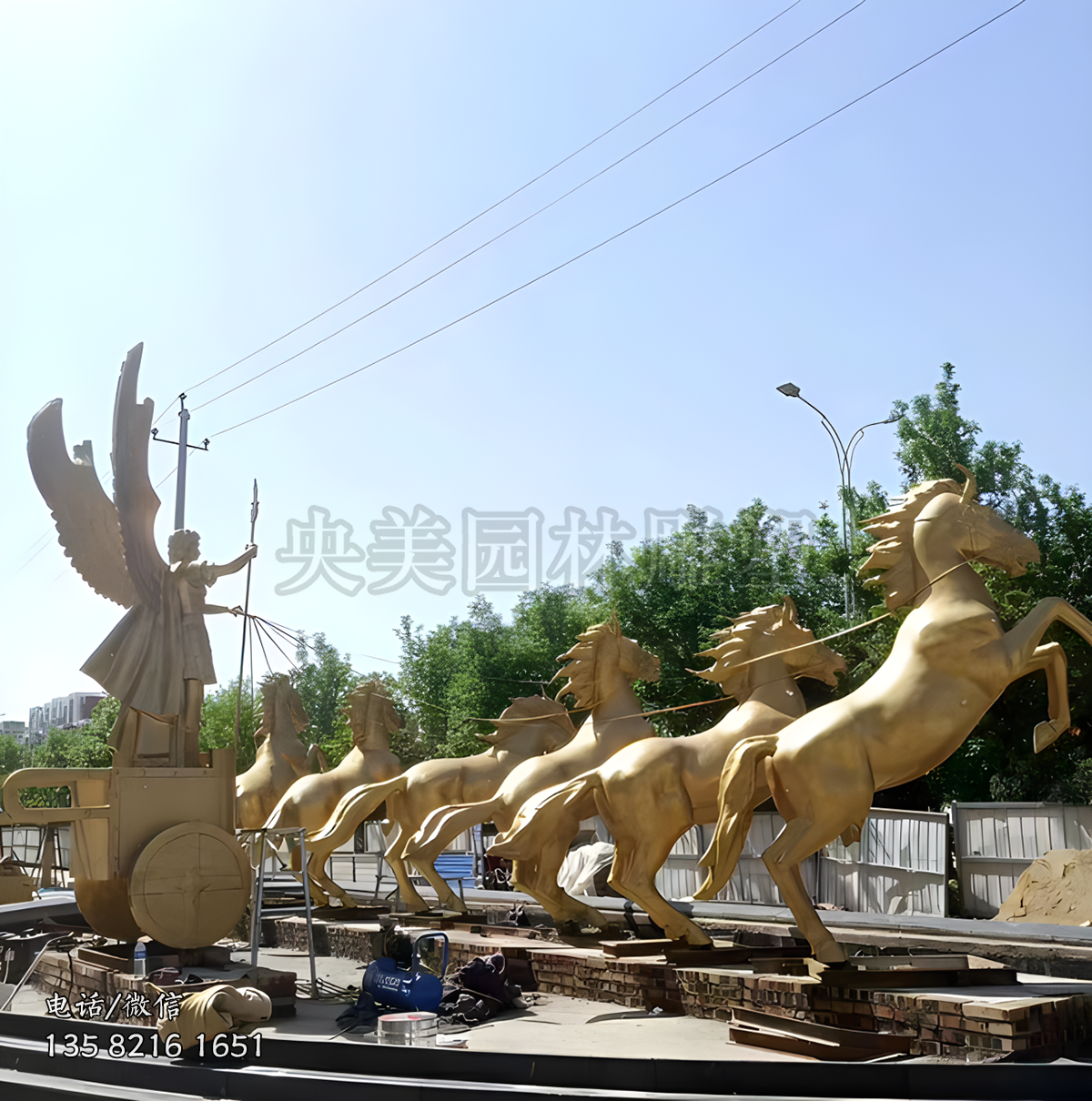 阿波羅戰(zhàn)車(chē)大型馬拉車(chē)景觀雕塑