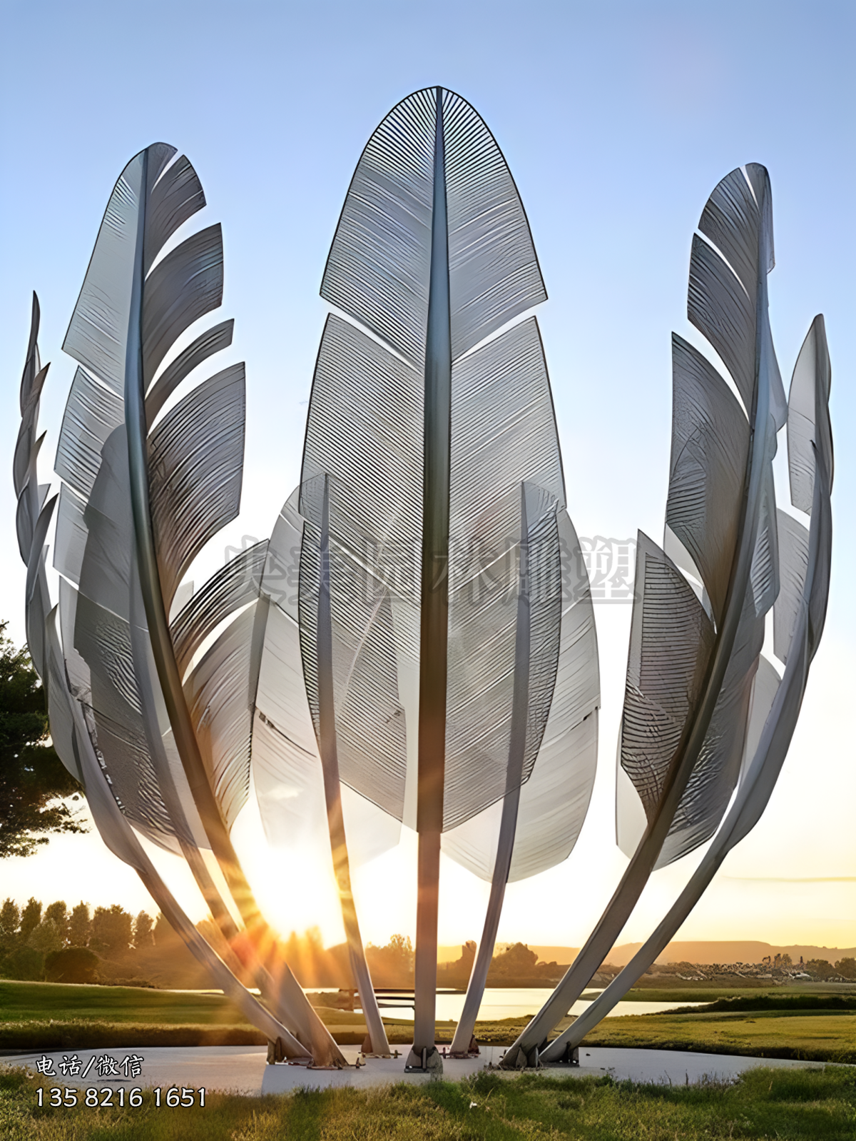 不銹鋼仿真羽毛雕塑