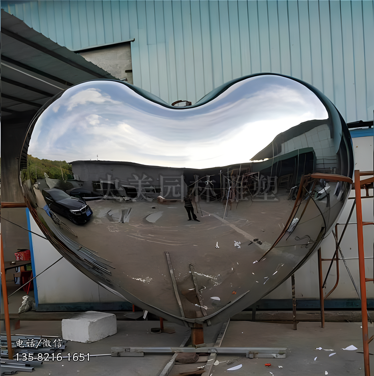 鏡面不銹鋼愛心雕塑擺件