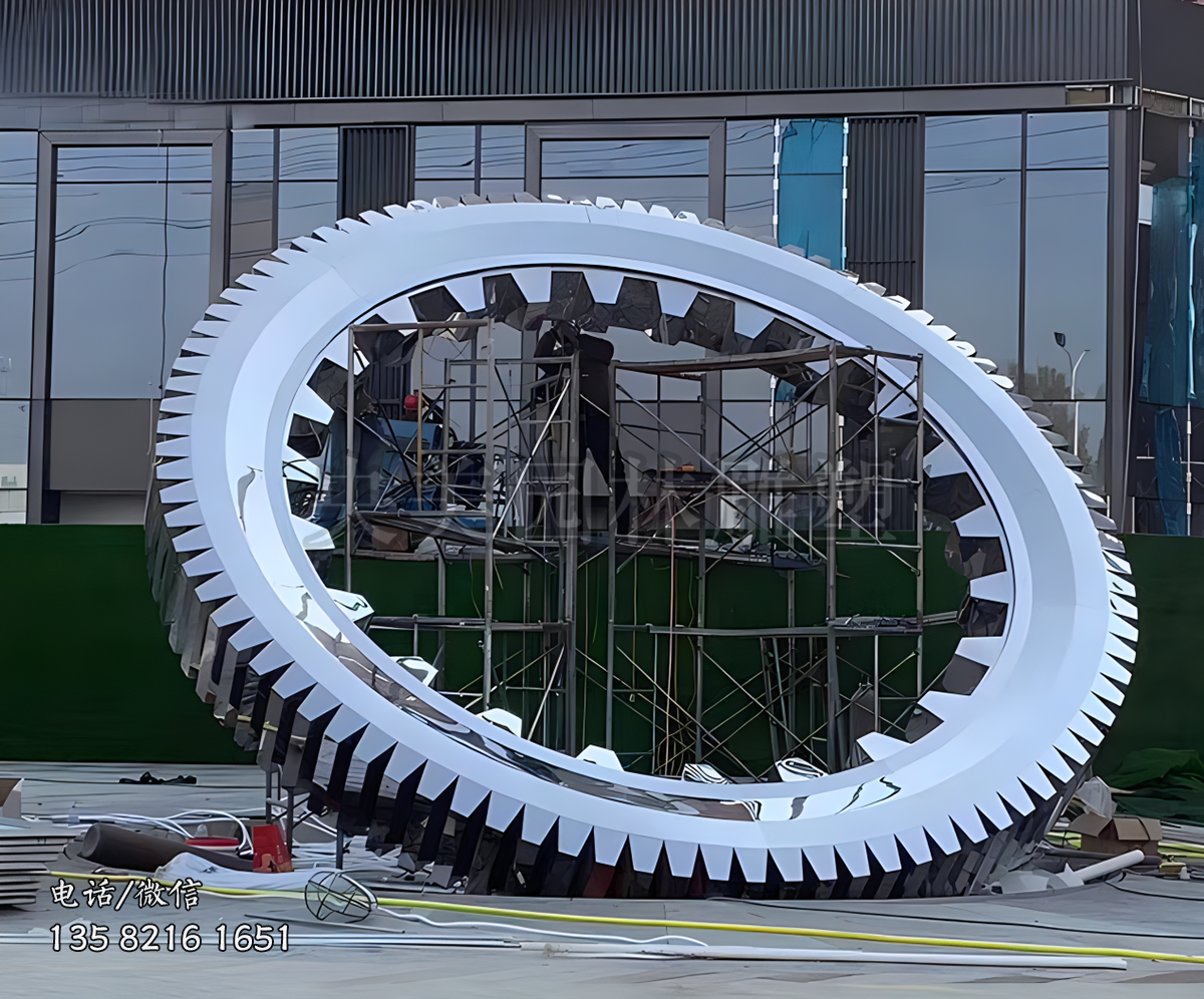 鏡面不銹鋼機械齒輪雕塑