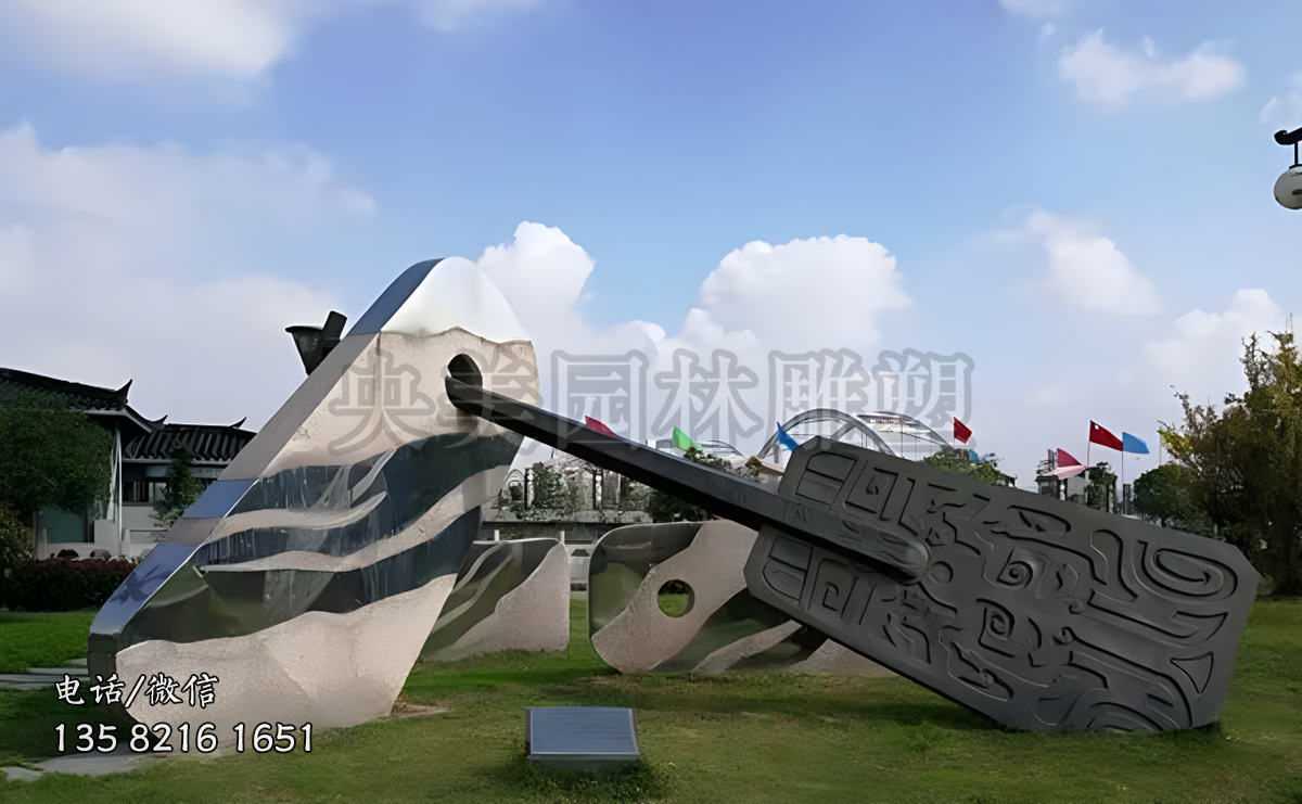 創(chuàng)意不銹鋼船槳雕塑