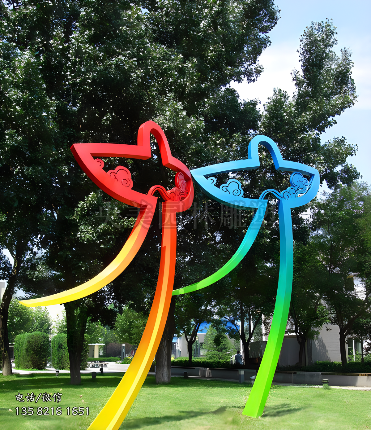 擬人造型不銹鋼風箏雕塑