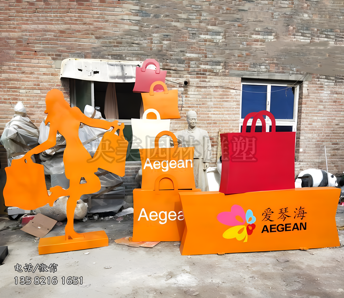 購(gòu)物人物和購(gòu)物袋商超美陳雕塑