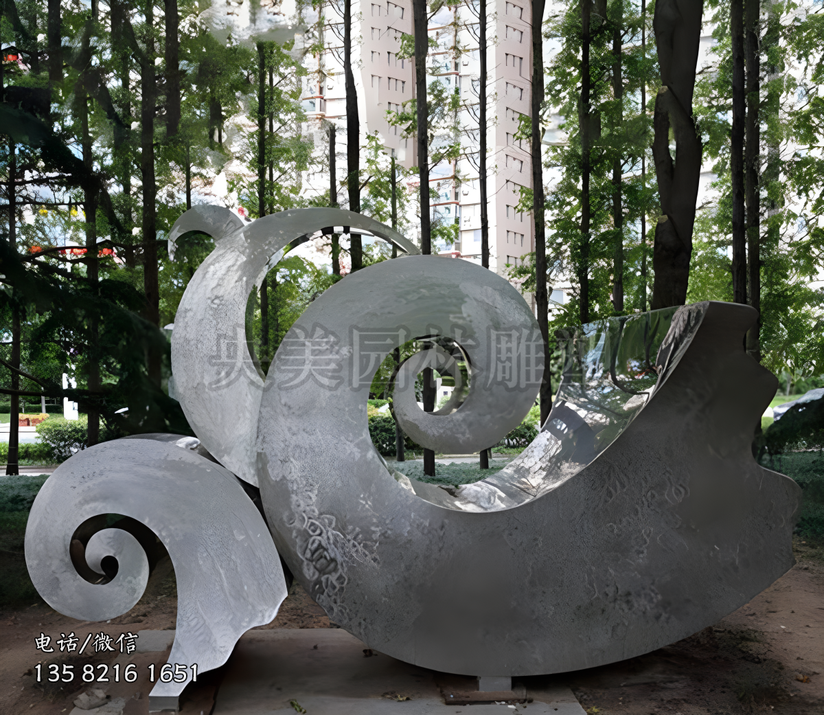 不銹鋼抽象浪花雕塑擺件