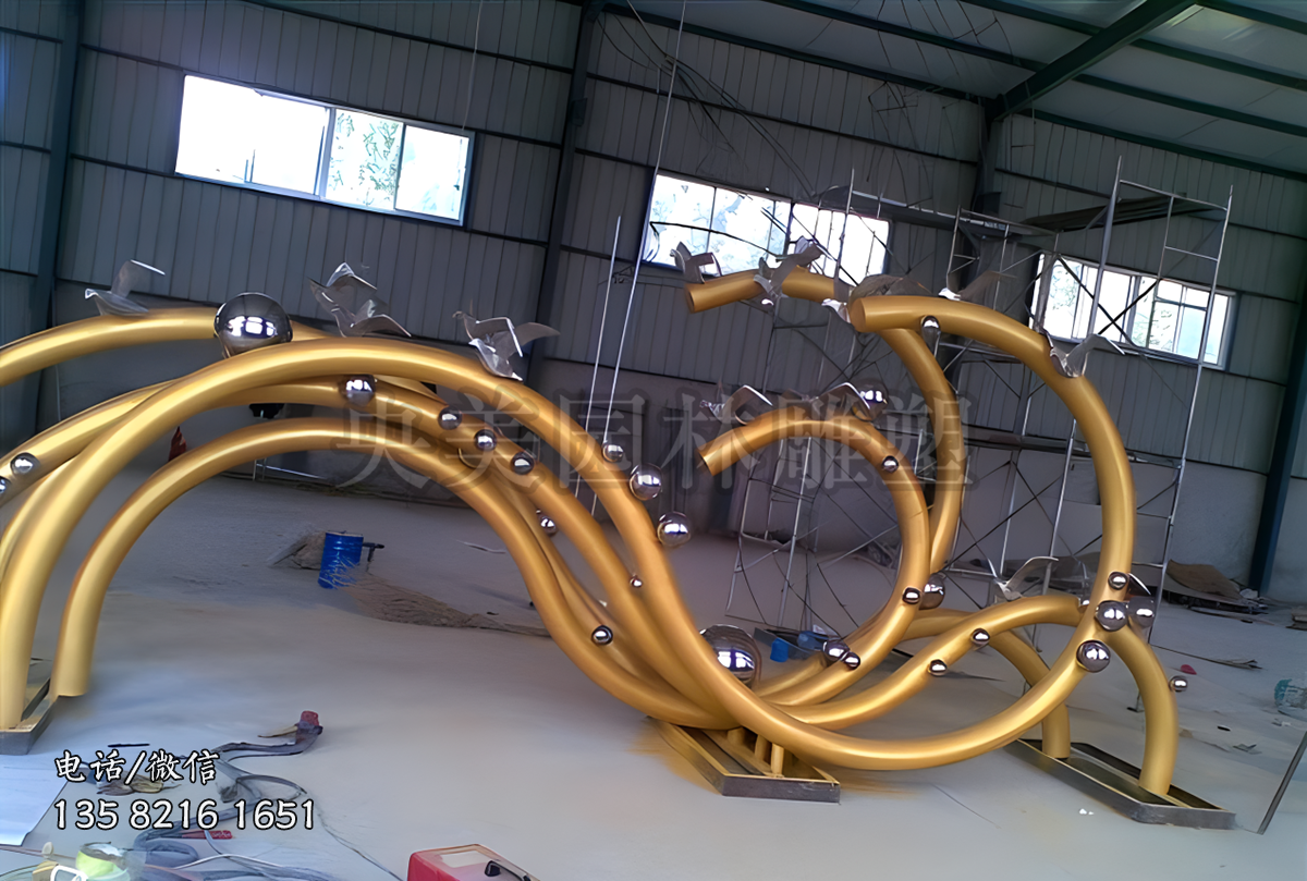 不銹鋼海浪水滴景觀雕塑