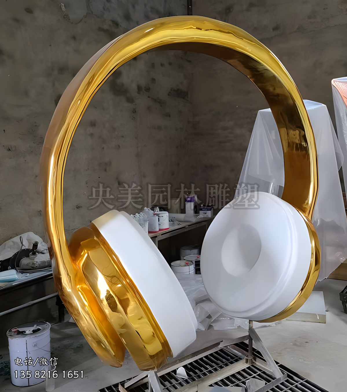 玻璃鋼仿真頭戴式耳機雕塑