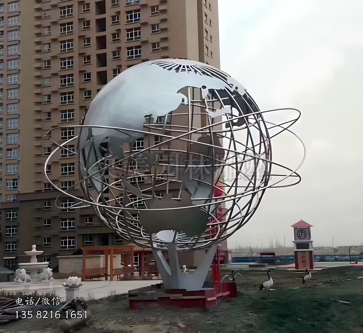 戶外不銹鋼鏡面地球儀雕塑